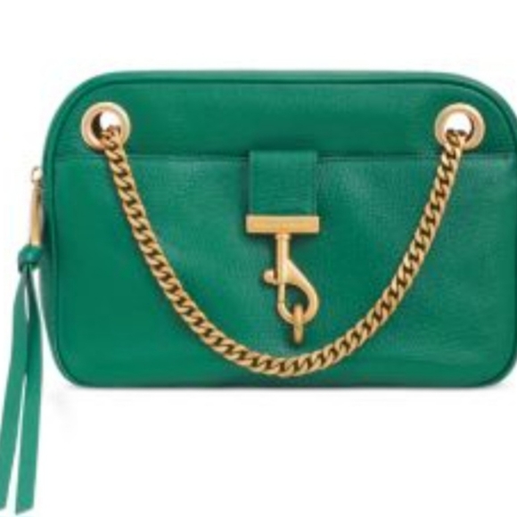 Rebecca Minkoff Lou shoulder bag green leather brushed gold hardware - Picture 6 of 10